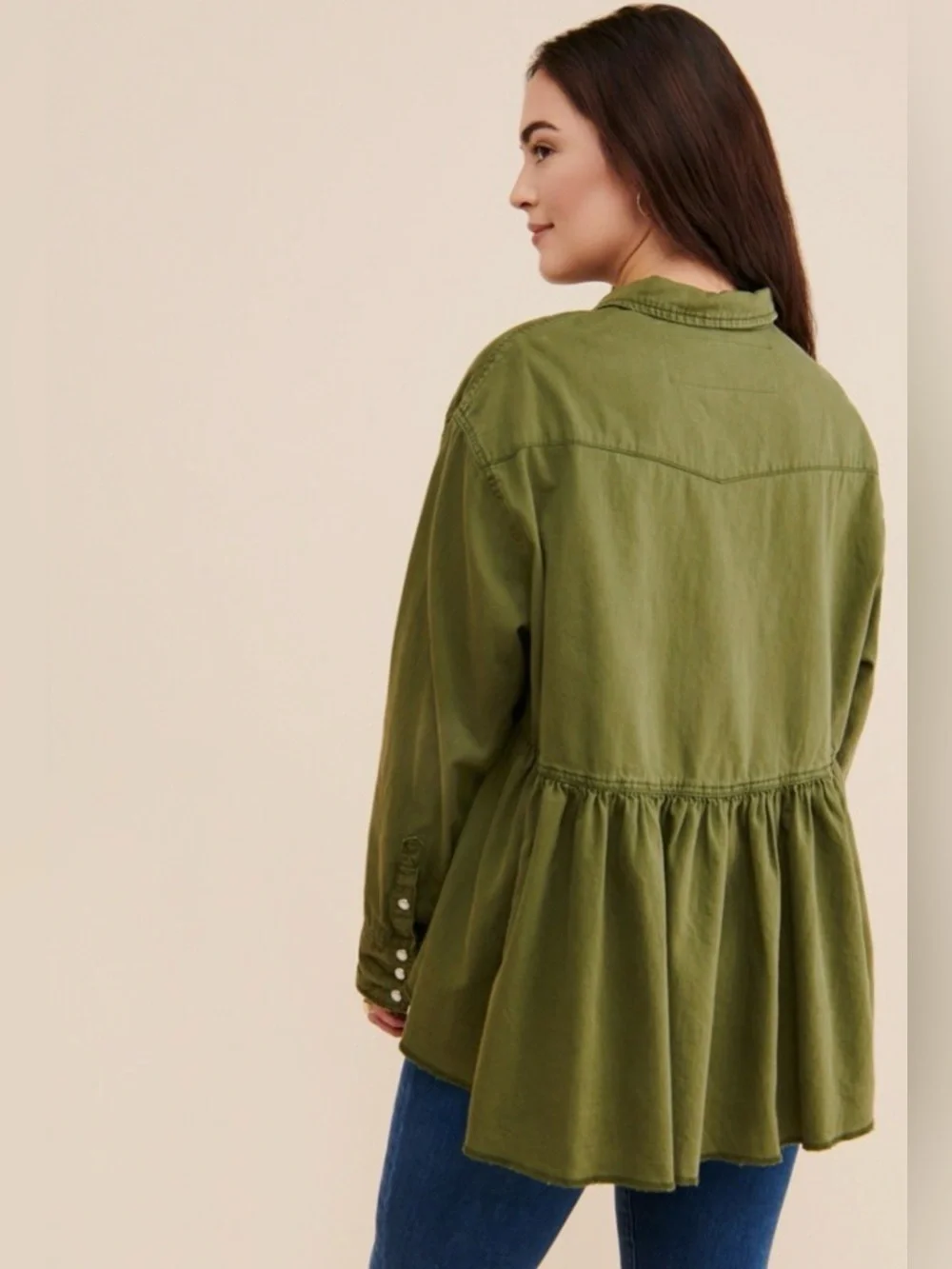 Free People Dylan high/low peplum jacket in Army- NEW